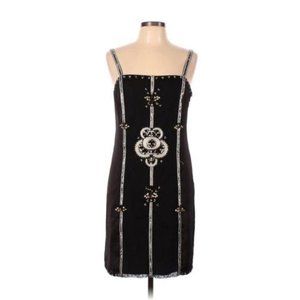 White House Black Market Black Mini Dress with Mesh and Jeweled Embellishments
